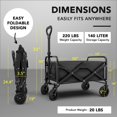 thumbnail image 2 of RONG-3 Collapsible Foldable Heavy Duty Utility Wagon Cart with Larger Capacity - Perfect for Shopping, Sports Events, Grocery, Moving, Camping, Laundry, Beach - Black, 2 of 7