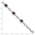 thumbnail image 2 of 925 Sterling Silver Rhodium-plated Garnet Link Bracelet, 2 of 2