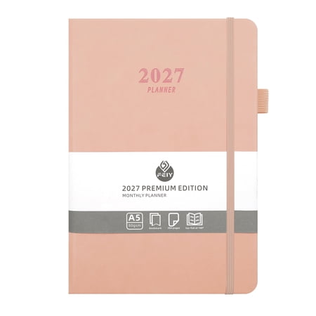 2027 Planner-Daily & Monthly Leather Hardcover Planner Jan2027 – Dec 2027 5.7 x 8 A5 Daily Schedule Business Notebook