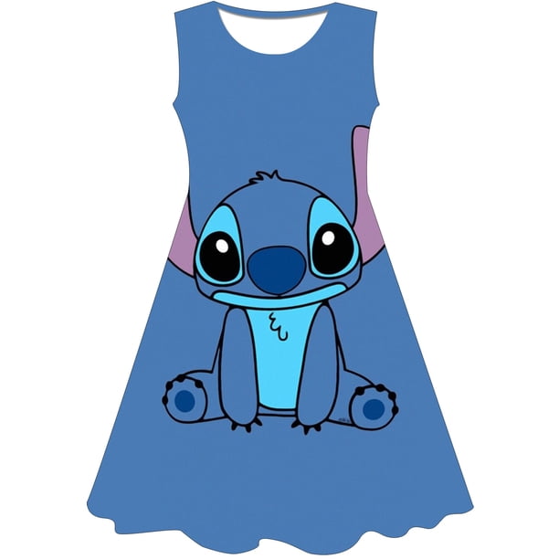 Disney Stitch Cartoon Print Baby Children Girls Kids Stitch Dress Cute Birthday Party Princess Christmas Dress for Baby Girls9T Gao Jinjia LED