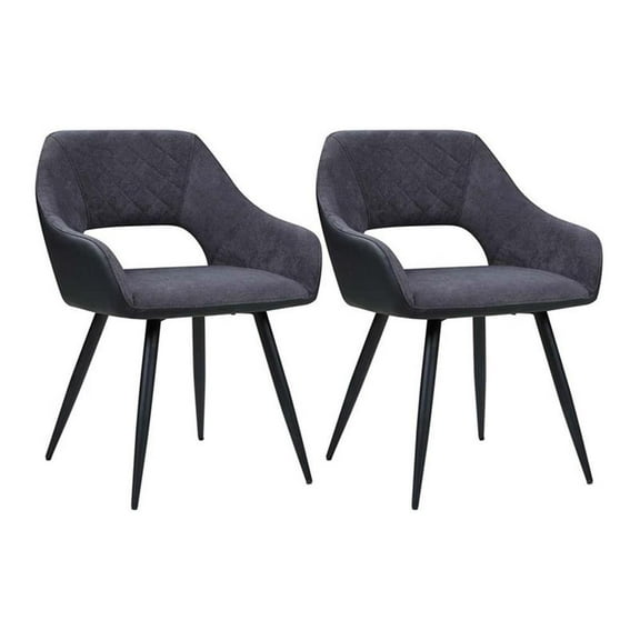 Milan Henry Open-Back Fabric Side Chair with Gray Diamond Tufting (Set of 2)