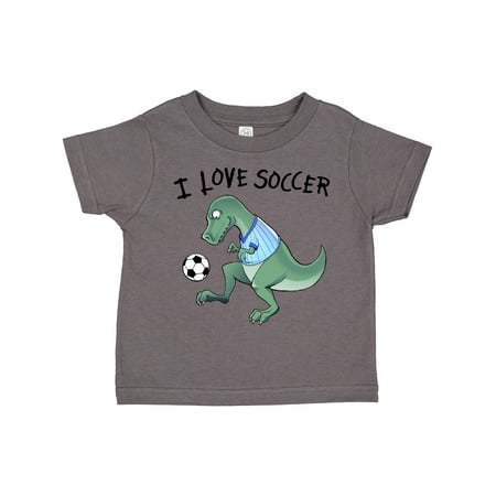 

Inktastic I Love Soccer-Dinosaur in Blue Gift Toddler Boy or Toddler Girl T-Shirt