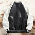 thumbnail image 4 of EHQJNJ Oversized Leather Jacket Men Men's Spring and Autumn Leather Jacket Stand up Collar with Pockets Baseball Suit Trend Jacket Jacket Tops Leather Jacket Men Men's Coats and Jackets Dress, 4 of 8