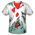 thumbnail image 1 of Halloween Spooky Costume 8 Bit Pixelated Green Zombie Adult Front Print T-Shirt, 1 of 2