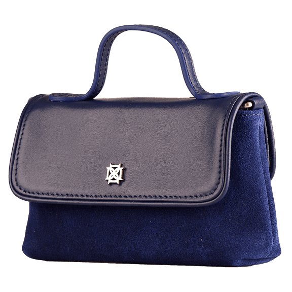 DOMINIE Crossbody Handbag /Clutch Purse Navy Blue Leather/Suede With Removable Shoulder Strap Unisex Audrey
