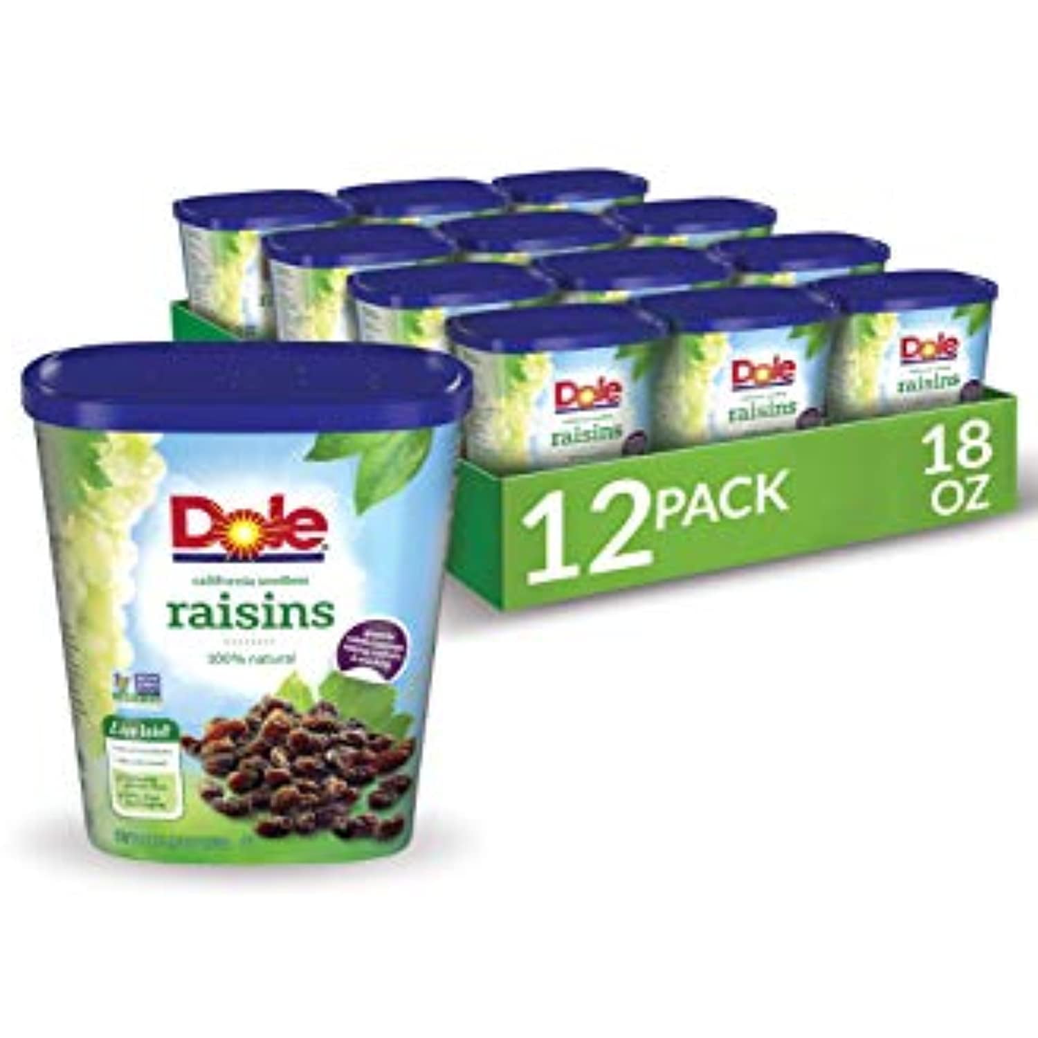 Dole California Seedless Raisins, Dried Fruit, Healthy Snack, 18 Oz