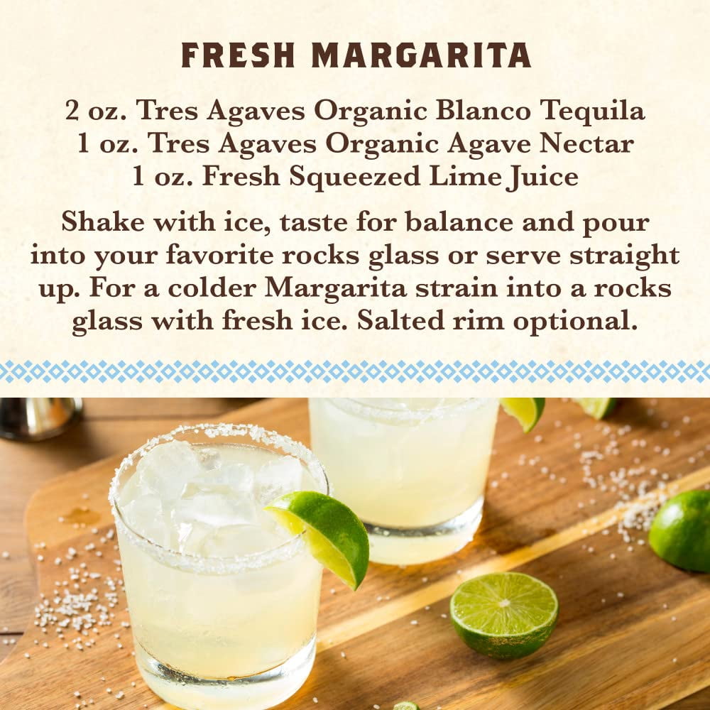 (3 pack) Tres Agaves Organic Non-Alcoholic Lime Margarita Mix, 1 L Bottle