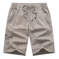 thumbnail image 2 of Men's Cotton Cargo Shorts, Elastic Drawstring Waist with Multi-Pockets, Casual Everyday Shorts for Men Athletic Casual Shorts Gray XXL, 2 of 6