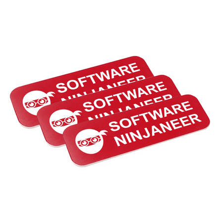 Software Ninjaneer 1 x 3" Name Tag/Badge, Red, (3 Pack)