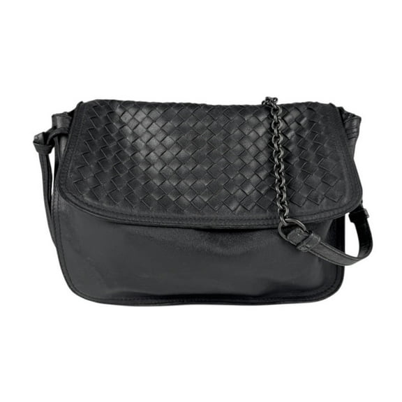 Pre-Owned BOTTEGA VENETA Shoulder Bag Intrecciato Leather Black Women's z4915 (Good)