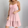 thumbnail image 3 of NXMZXB Women's Casual Summer Dresses Ruffle Tiered Swing Flowy Sundress Sleeveless Spaghetti Strap V-Neck Tank Beach Cover up Dress Loose Fit Vacation A-Line Midi Dress Pink XL, 3 of 10