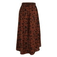 thumbnail image 3 of Vedolay Skirt With Slit Plus Size Women's Plus Size Boho Print Tie Front Elastic Waist A Line Swing Midi Skirt,Coffee M, 3 of 4