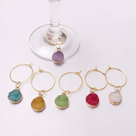 

6pcs Wine Cup Pendant Colorful Fake Crystal Goblet Hanging Charm Party Wine Cup Marker