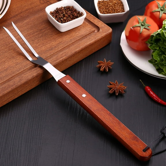 Stainless Steel BBQ Skewers with Wooden Handle for Roasting Vegetables Fruits 12 Inch