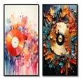 thumbnail image 2 of Designart "Groovy Colors of Vinyl Records II" Vinyl Records Framed Wall Art Set Of 2 - Multi-Color Fashion Framed Canvas Set For Living Room Decor, 2 of 7