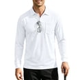 thumbnail image 2 of GrmtClth Mens Long Sleeve Golf Polo Shirts Soft Air Circulation Fabric Single Chest Pocket Quick Dry Performance Daily Commute Collared Shirts White 2XL, 2 of 9