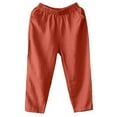 thumbnail image 5 of Kmdttou Women's Plus Size Pocket Summer Elastic Casual Solid Color High Waist Thin Straight Leg Casual Pants, 5 of 5