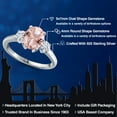 thumbnail image 2 of Gem Stone King 925 Sterling Silver Peach Nano Morganite and White Moissanite Engagement Ring for Women | 2.46 Cttw | Oval 9X7MM | Gemstone October Birthstone | Size 8, 2 of 7