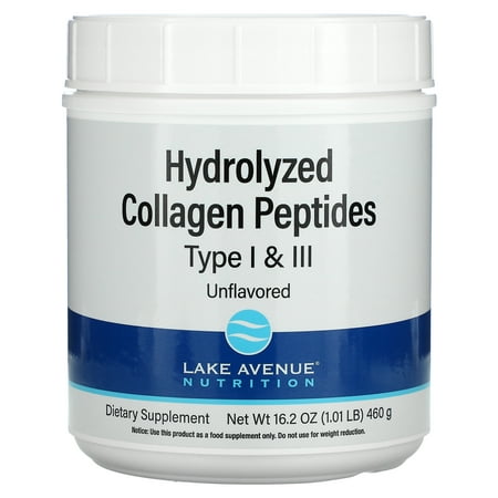 Lake Avenue Nutrition Hydrolyzed Collagen Peptides, Type I & III, 1.01 lb (460 g)