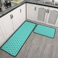 thumbnail image 2 of Turquoise Geometric Quatrefoil Pattern Kitchen Rugs Sets Of 2,Anti Fatigue Kitchen Mat Rugs Non Slip Washable,Decorative Kitchen Floor Mats for Kitchen,Sink,Laundry,17"X30"+17"X47", 2 of 7