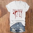 thumbnail image 2 of Tops Cortos para las Mujeres, Halloween Impreso V-Cuello Camiseta de Manga Corta, Tela de Imitación de Moda Casual, 2 of 3