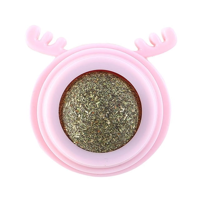 Juguete de bolas de hierba gatera de plástico para gatos Suministros para mascotas con forma de cabeza de perro reemplazable (rosa)