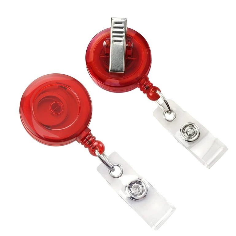 5 Pack - Translucent Badge Reel Holders with Alligator Swivel Clip -  Retractable Plastic Round Zip Reels - Cute Retracting Lanyards for Office  Name Tags & Nurse Swipe Badges by Specialist ID (Red) 