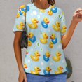 thumbnail image 6 of Rubber Duckies Blue Women's Short Sleeve Tops Casual Blouses T Shirt, 6 of 6
