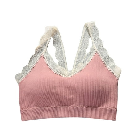 

Bralettes For Women Women s Coverage Wireless Bra With Foam Comfortflex Fit(One Size Pink)