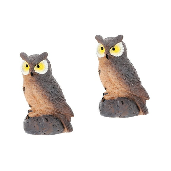 2 PCS Figurines Doll Owl Ornament Fake Decoration for Garden