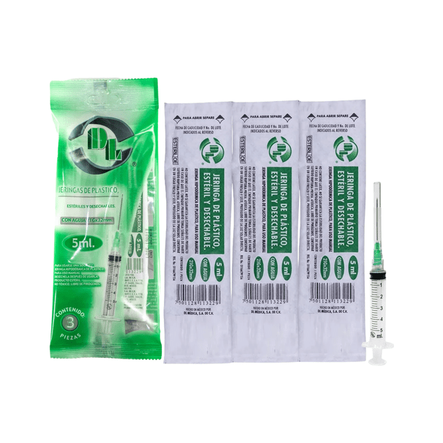 Bolsa Con 3 Piezas De Jeringas De Plástico Dl 5ml 21gx32mm