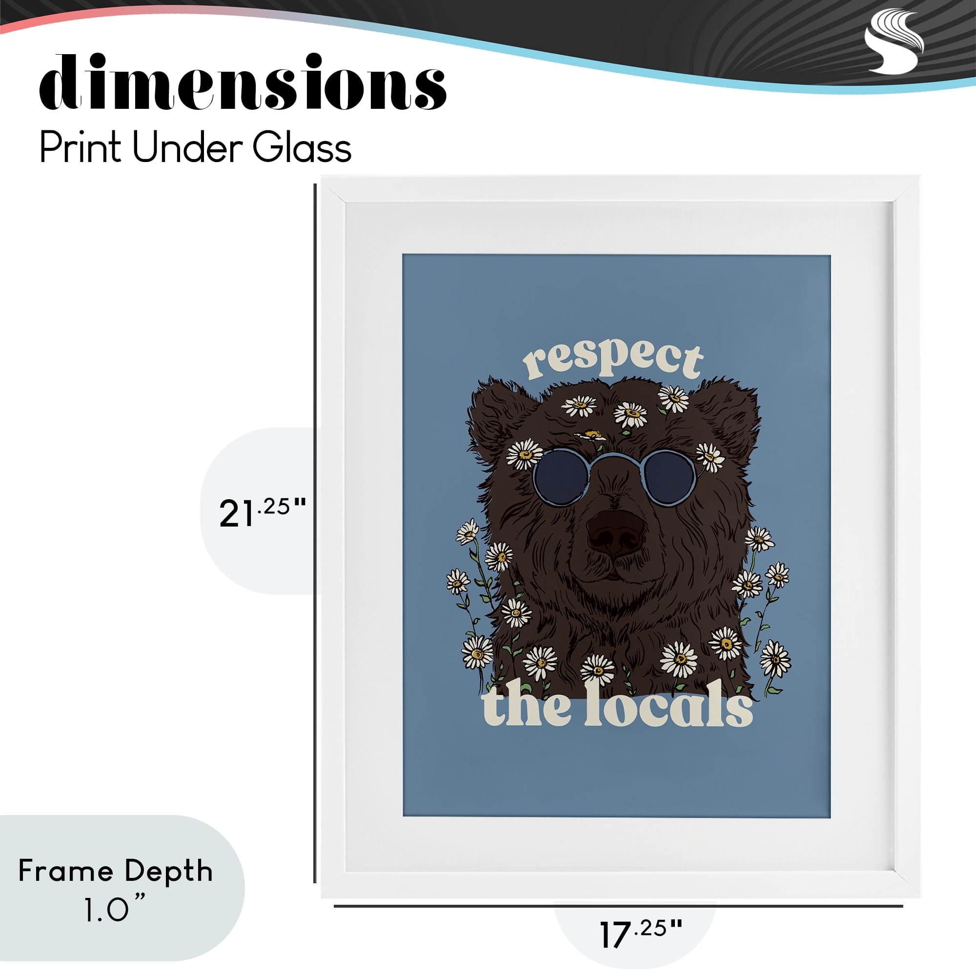 Stupell Industries Respect The Locals Bear White Framed Print Under Glass, design by Two If By Sea Studios