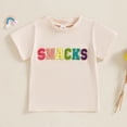 thumbnail image 4 of TOOYOU Girls Top Summer T-Shirt Toddler Colorful Letter Crewneck Short Sleeved Tee Size 18 -24 Months Beige, 4 of 9