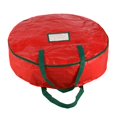 thumbnail image 1 of Bolsa De Almacenamiento Para Coronas – Organizador De 24 Pulgadas Para Coronas Y Guirnaldas Navideñas Artificiales – Bolsa Temática Navideña Con Asas Verdes De Tiny Tim Totes (Rojo), 1 of 5