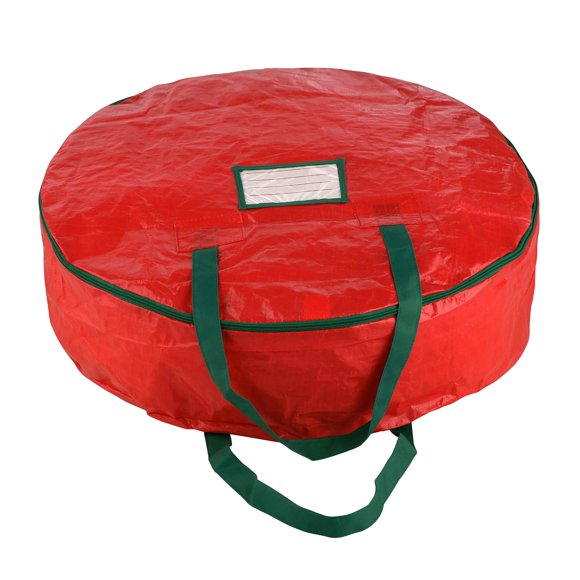 Bolsa De Almacenamiento Para Coronas – Organizador De 24 Pulgadas Para Coronas Y Guirnaldas Navideñas Artificiales – Bolsa Temática Navideña Con Asas Verdes De Tiny Tim Totes (Rojo)
