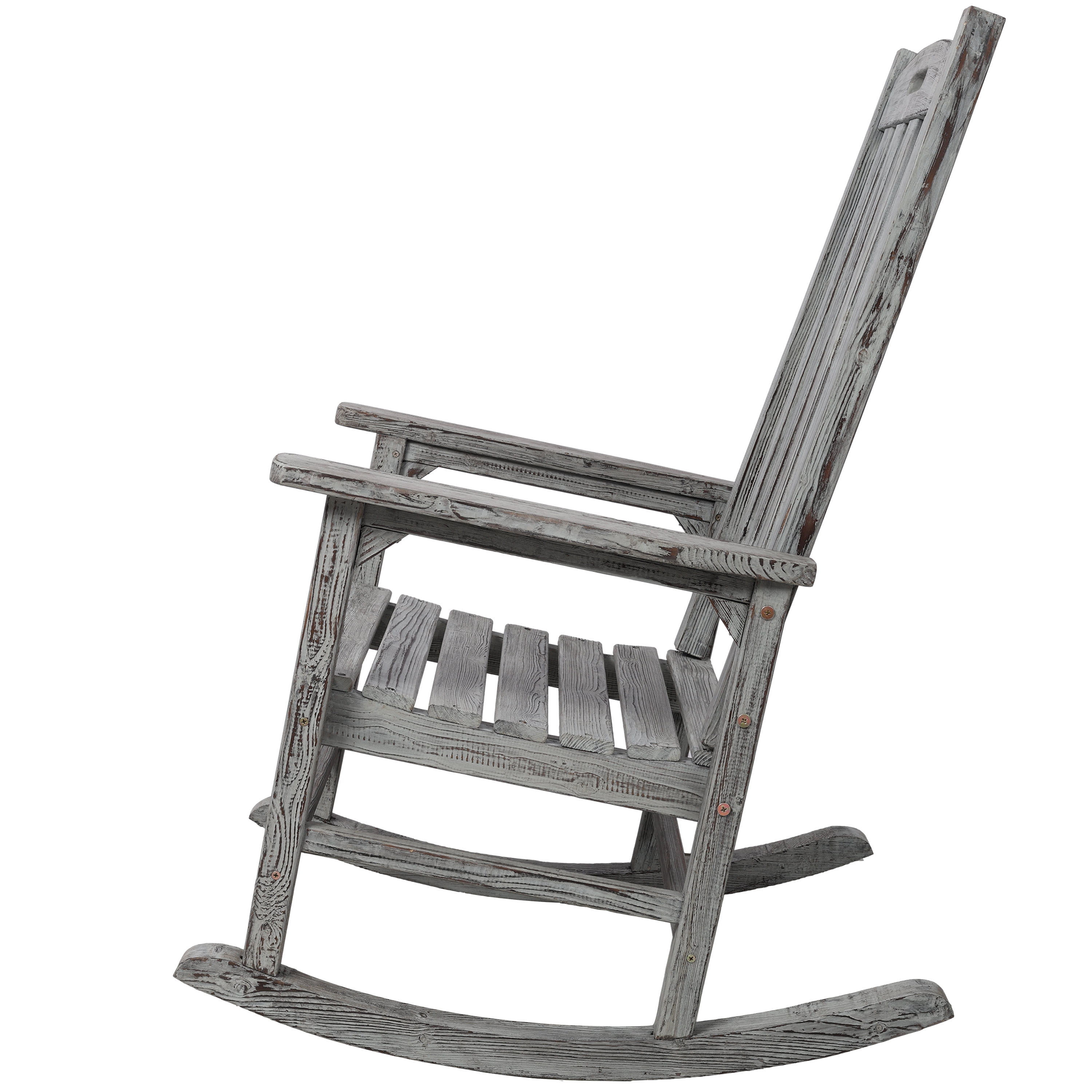 2 Seater Wooden Patio Bench, Rustic Design Wagon Wheel Leg Leisure Bench for Lawn Yard Park, Brown