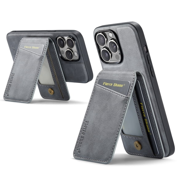 Allytechgroup 2 in 1 Detachable Wallet Case Cover for Apple iPhone 14 Pro Max, Compatible with Magsafe Cards Holder Purse Pokcet Shockproof Slim Fit Phone Case for iPhone 14 Pro Max, Gray