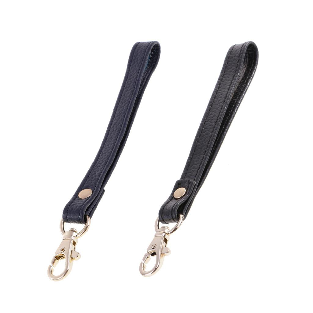 Black-Silver Metal VanEnjoy Wristlet Keychain Cellphone Genuine Leather Hand Strap with Lock 