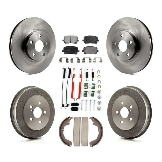 Transit Auto Front Rear Disc Brake Rotors Ceramic Pads and Drum Kit (7Pc) for Car Toyota Matrix Pontiac Vibe K8T-102472