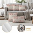 thumbnail image 6 of Pastoral Flower Pillow Covers 2 Pack Pink Flower Watercolor Leaf Retro Linen Pillowcase Waterproof Outdoor Throw Pillow Cover for Patio Garden Square Cushion 18”x18”, 6 of 9