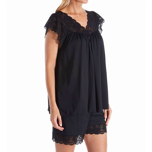 Women's Shadowline 74150 Twilight Nylon Tricot Short PJ Set (Black M)