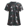 thumbnail image 6 of GEWSEY Easter Scrub Tops Women Plus Size Bunny Egg Print Scrubs Short Sleeve V Neck Holiday Nurse Uniforms with Pockets (Dark Gray, L), 6 of 7