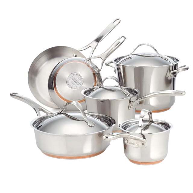 Batería de cocina Anolon Nouvelle de acero inoxidable, 10 piezas