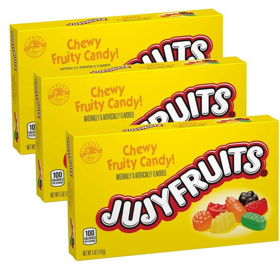 Jujyfruits Candy, 5oz Theater Box of Soft Chewy Delicious Fruit Flavored Candies for Kids Adults Snacks Movie Nights Picnic Easter Basket Stuffer Goodies Bag Filler & Birthday Party Favor Pack of 3