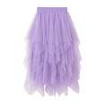 thumbnail image 1 of Franhais Lady ´s Fashionable Solid Color Mesh Skirt, Irregular Elastic Tulle Bubble Skirt, Daily Life and Vacation, 1 of 7