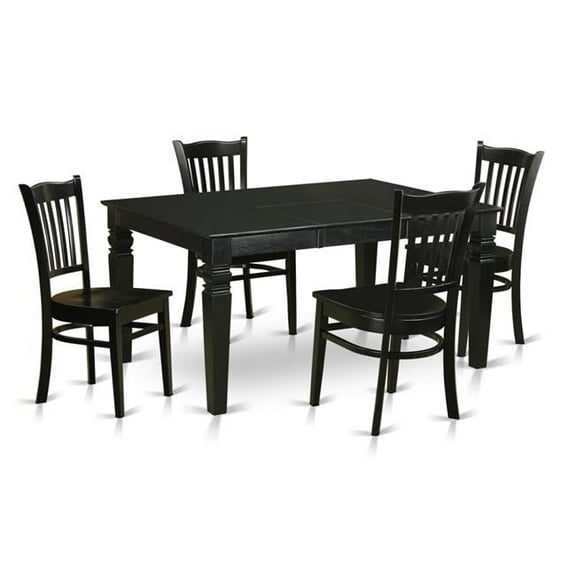 Small Kitchen Table Set with 4 Kitchen Table & 4 Chairs, Black - 5 Piece