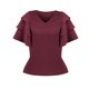 thumbnail image 1 of Gibobby Camiseta de Manga Corta con Cuello en V Tops manga corta para mujer Camisas manga con volantes verano Corte suelto Casual(Rojo,M), 1 of 5