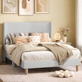 thumbnail image 1 of Bestier Full Upholstered Bed Frame with Adjustable Arc-shaped Headboard, LED Platform Bed, 1 of 10
