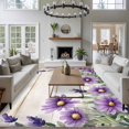 thumbnail image 4 of Purple Flower Area&nbsp;Rug 6x9ft Spring Vintage Floral Plant Retro Watercolor Farmhouse Non-Slip&nbsp;Washable Square&nbsp;Rugs Soft Felt Indoor Floor Mat for Bedroom Kitchen Living Room Bathroom, 4 of 9