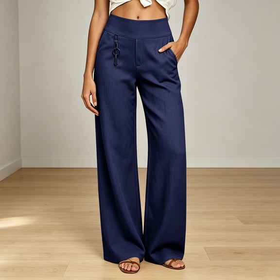 High Waist Work Pants Baeitkot High Waist Work Pants for Women Stretchy Slim Casual Trousers with Pockets Navy XXL